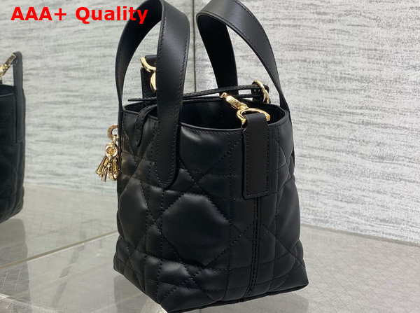 Dior Toujours Vertical Nano Tote Bag in Black Macrocannage Calfskin Replica