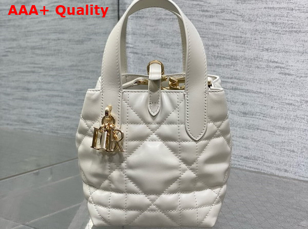 Dior Toujours Vertical Nano Tote Bag in Latte Macrocannage Calfskin Replica