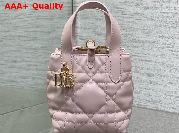 Dior Toujours Vertical Nano Tote Bag in Pale Pink Macrocannage Calfskin Replica