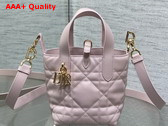 Dior Toujours Vertical Nano Tote Bag in Pale Pink Macrocannage Calfskin Replica