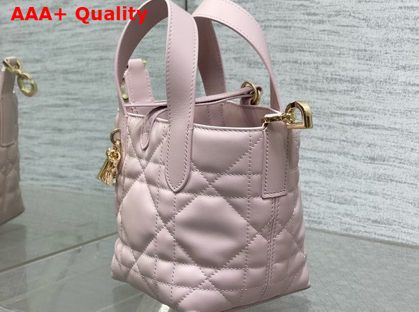 Dior Toujours Vertical Nano Tote Bag in Pale Pink Macrocannage Calfskin Replica