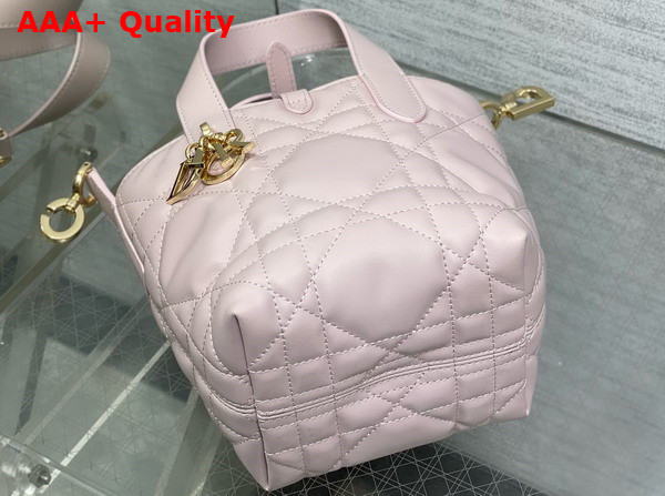 Dior Toujours Vertical Nano Tote Bag in Pale Pink Macrocannage Calfskin Replica