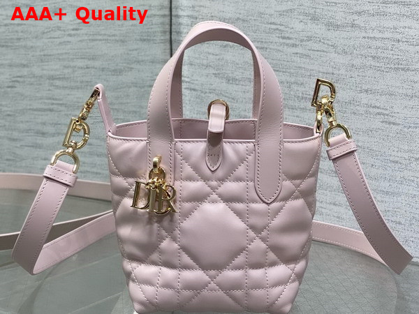 Dior Toujours Vertical Nano Tote Bag in Pale Pink Macrocannage Calfskin Replica