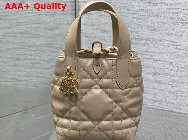 Dior Toujours Vertical Nano Tote Bag in Powder Beige Macrocannage Calfskin Replica