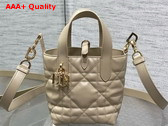 Dior Toujours Vertical Nano Tote Bag in Powder Beige Macrocannage Calfskin Replica