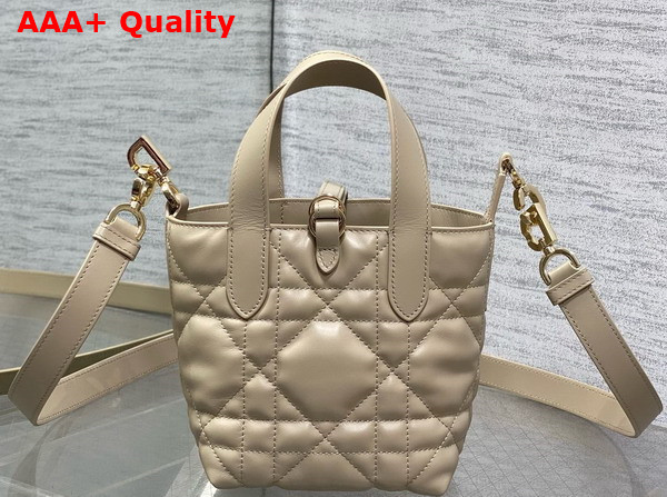 Dior Toujours Vertical Nano Tote Bag in Powder Beige Macrocannage Calfskin Replica