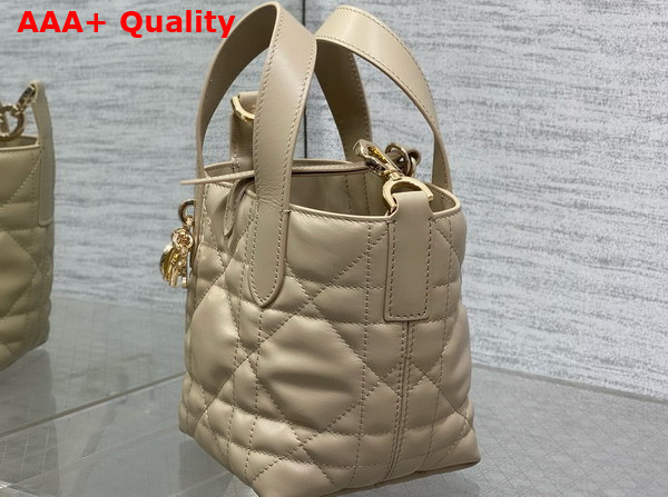 Dior Toujours Vertical Nano Tote Bag in Powder Beige Macrocannage Calfskin Replica