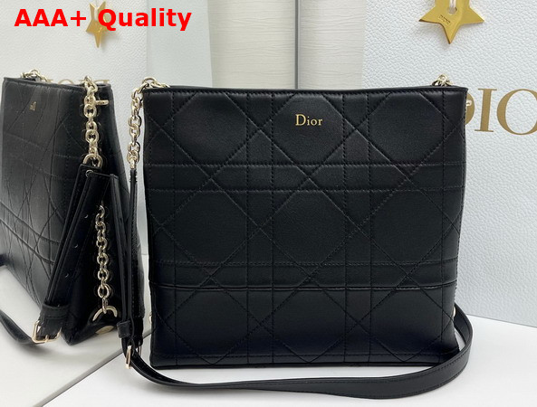 Dior Trianon Bag with Chain Black Flat Macrocannage Lambskin Replica