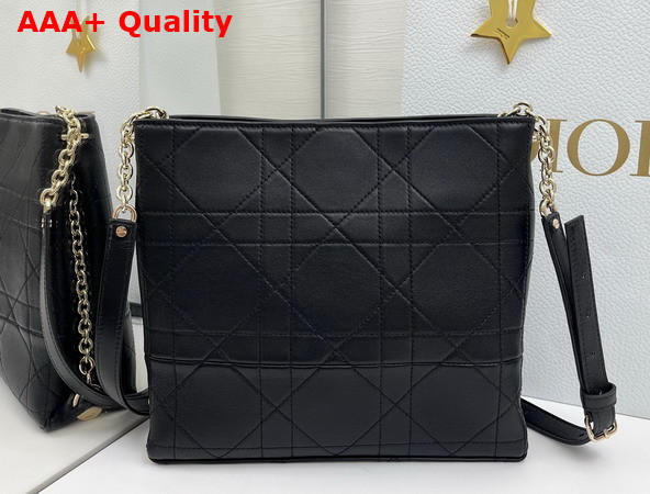 Dior Trianon Bag with Chain Black Flat Macrocannage Lambskin Replica