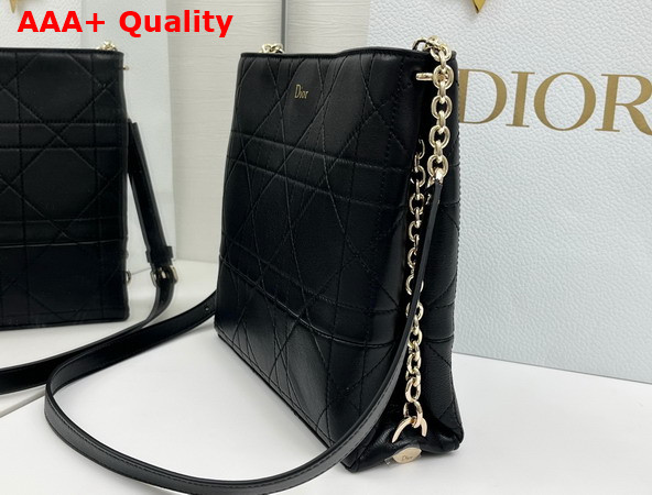 Dior Trianon Bag with Chain Black Flat Macrocannage Lambskin Replica