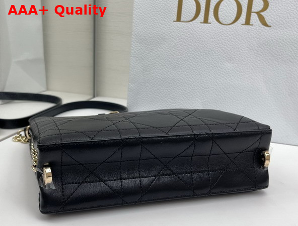 Dior Trianon Bag with Chain Black Flat Macrocannage Lambskin Replica