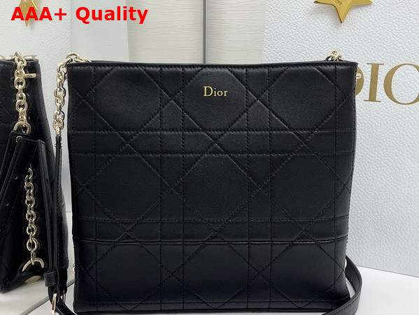 Dior Trianon Bag with Chain Black Flat Macrocannage Lambskin Replica