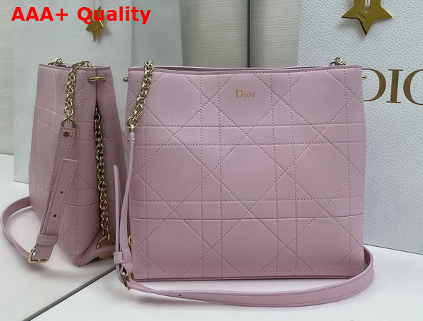 Dior Trianon Bag with Chain Rose Songe Flat Macrocannage Lambskin Replica