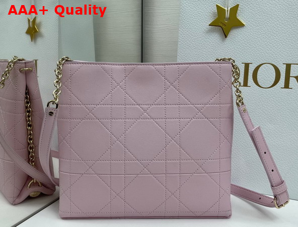 Dior Trianon Bag with Chain Rose Songe Flat Macrocannage Lambskin Replica