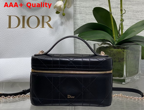 Dior Trianon Soft Vanity Mini Bag Black Flat Macrocannage Lambskin Replica