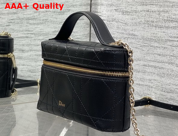 Dior Trianon Soft Vanity Mini Bag Black Flat Macrocannage Lambskin Replica