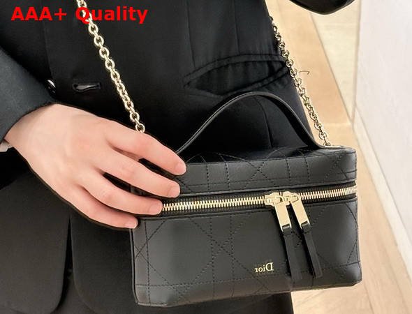 Dior Trianon Soft Vanity Mini Bag Black Flat Macrocannage Lambskin Replica