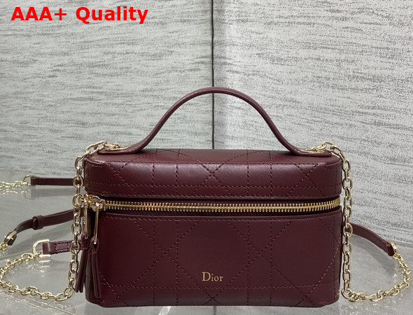Dior Trianon Soft Vanity Mini Bag Hermitage Red Flat Macrocannage Lambskin Replica