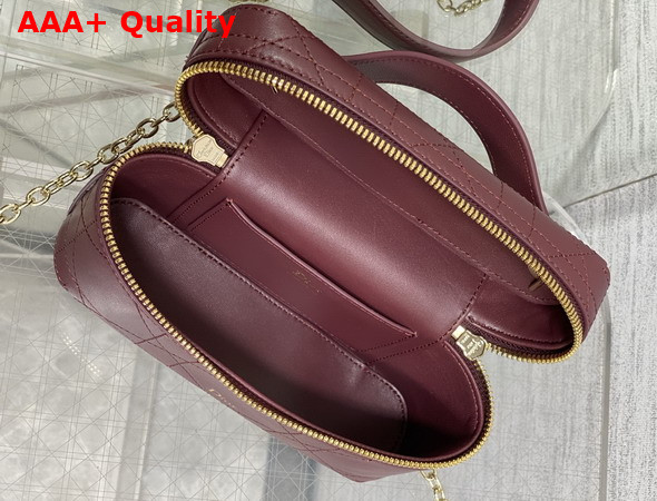 Dior Trianon Soft Vanity Mini Bag Hermitage Red Flat Macrocannage Lambskin Replica