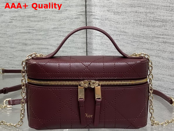 Dior Trianon Soft Vanity Mini Bag Hermitage Red Flat Macrocannage Lambskin Replica