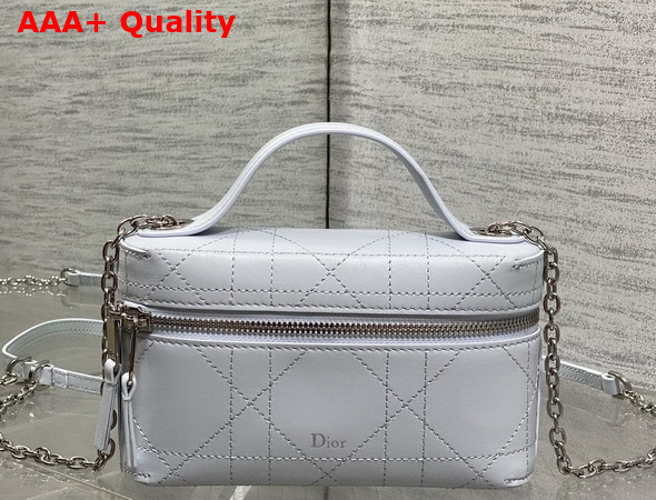 Dior Trianon Soft Vanity Mini Bag Ice Blue Flat Macrocannage Lambskin Replica