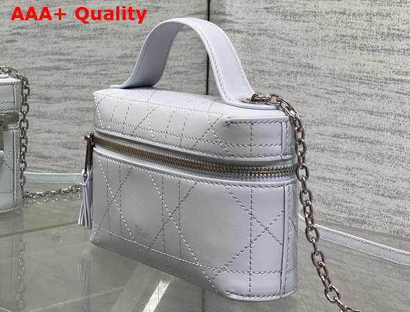 Dior Trianon Soft Vanity Mini Bag Ice Blue Flat Macrocannage Lambskin Replica