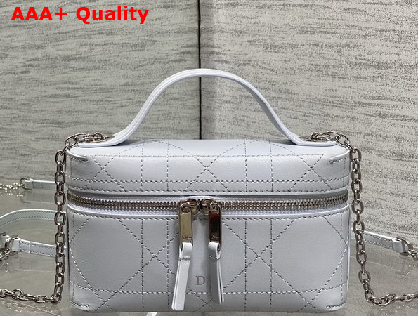 Dior Trianon Soft Vanity Mini Bag Ice Blue Flat Macrocannage Lambskin Replica
