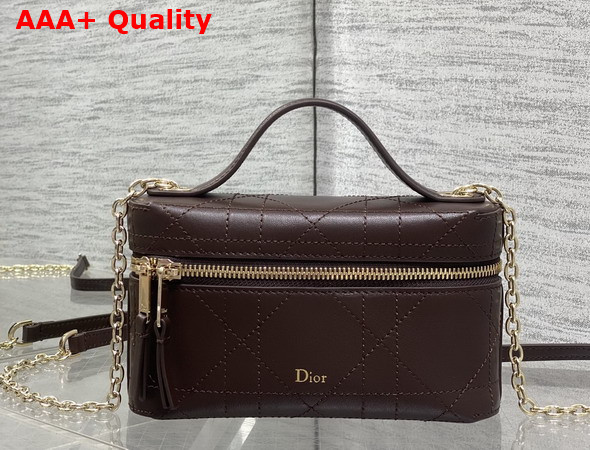 Dior Trianon Soft Vanity Mini Bag New Marron Flat Macrocannage Lambskin Replica