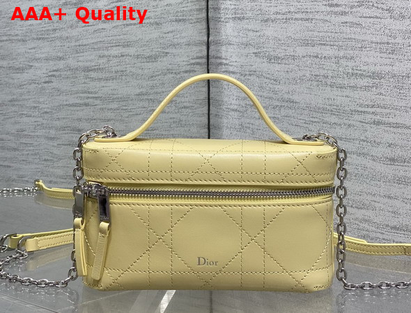 Dior Trianon Soft Vanity Mini Bag Yellow Flat Macrocannage Lambskin Replica
