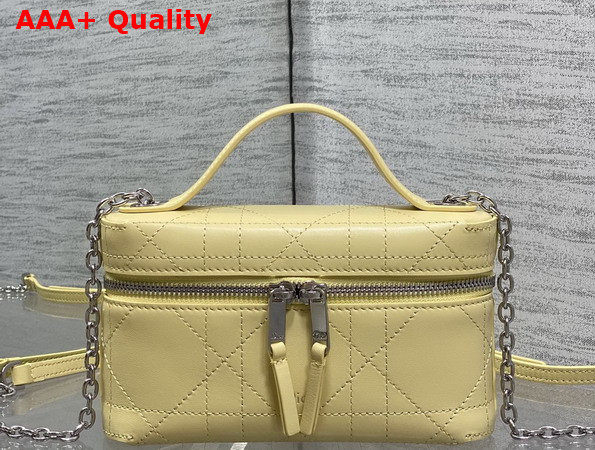 Dior Trianon Soft Vanity Mini Bag Yellow Flat Macrocannage Lambskin Replica