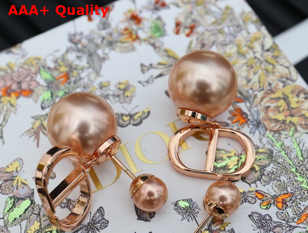 Dior Tribales Earrings Pink Finish Metal and Pink Resin Pearls Replica