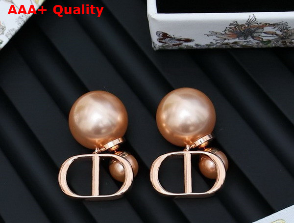 Dior Tribales Earrings Pink Finish Metal and Pink Resin Pearls Replica