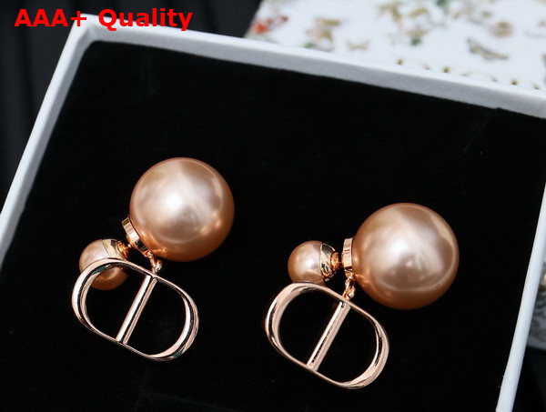Dior Tribales Earrings Pink Finish Metal and Pink Resin Pearls Replica