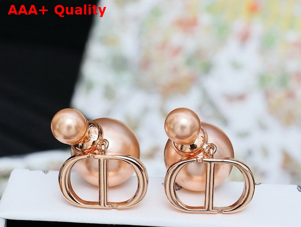 Dior Tribales Earrings Pink Finish Metal and Pink Resin Pearls Replica