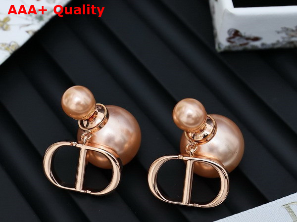 Dior Tribales Earrings Pink Finish Metal and Pink Resin Pearls Replica