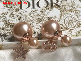 Dior Tribales Earrings Pink Finish Metal with Pink Resin Pearls and Pink Crystals Replica