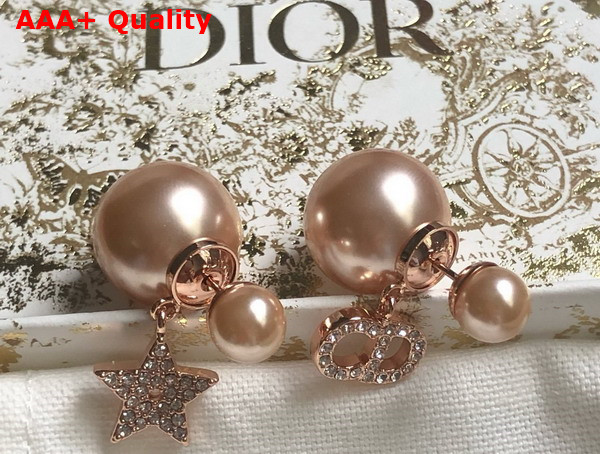Dior Tribales Earrings Pink Finish Metal with Pink Resin Pearls and Pink Crystals Replica
