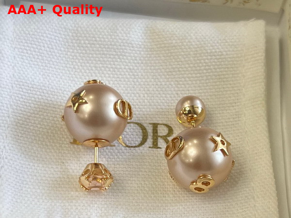 Dior Tribales Earrings Pink Finish Metal with Pink Resin Pearls and a Pink Crystal Replica