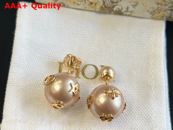 Dior Tribales Earrings Pink Finish Metal with Pink Resin Pearls and a Pink Crystal Replica