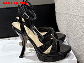 Dior Tribales Heeled Sandal in Black Patent Leather Replica