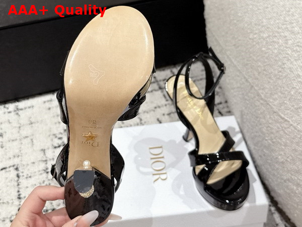 Dior Tribales Heeled Sandal in Black Patent Leather Replica