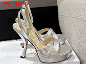 Dior Tribales Heeled Sandal in Silver Metallic Lambskin Replica