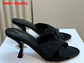 Dior Tribales Heeled Slide Black Suede Calfskin and Srass Replica