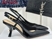 Dior Tribales Slingback Pump in Black Patent Calfskin Replica