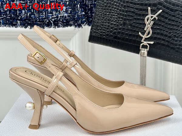 Dior Tribales Slingback Pump in Nude Patent Calfskin Replica