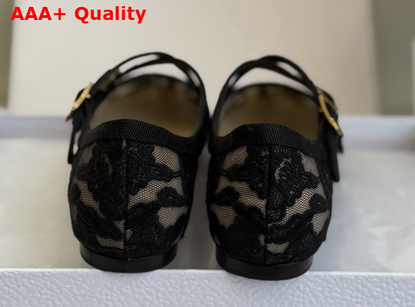Dior Very Dior Ballet Flat in Transparent Mesh Embroidered with Black Millefiori Motif Replica