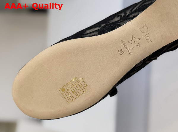 Dior Very Dior Ballet Flat in Transparent Mesh Embroidered with Black Millefiori Motif Replica
