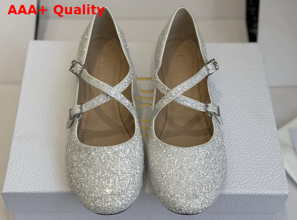 Dior Very Dior Ballet Flat in White Lambskin and Glitter Replica