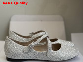 Dior Very Dior Ballet Flat in White Lambskin and Glitter Replica
