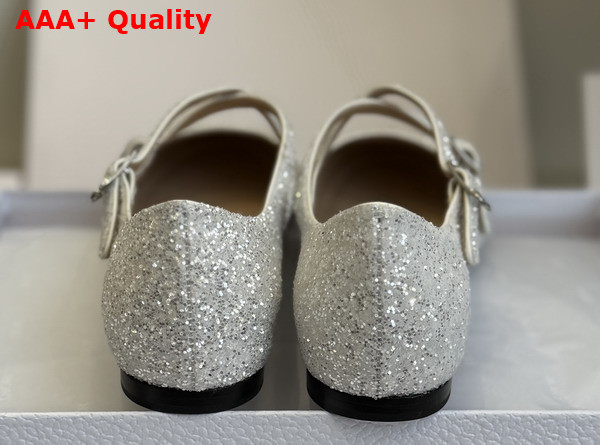 Dior Very Dior Ballet Flat in White Lambskin and Glitter Replica